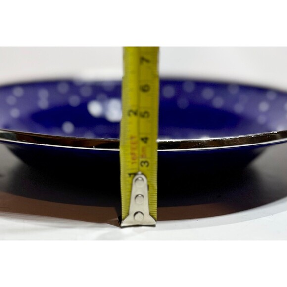 The Golden Rabbit II Blue Enamel Snowman Bowl Winter Denise S Harvey Christmas - Picture 5 of 7